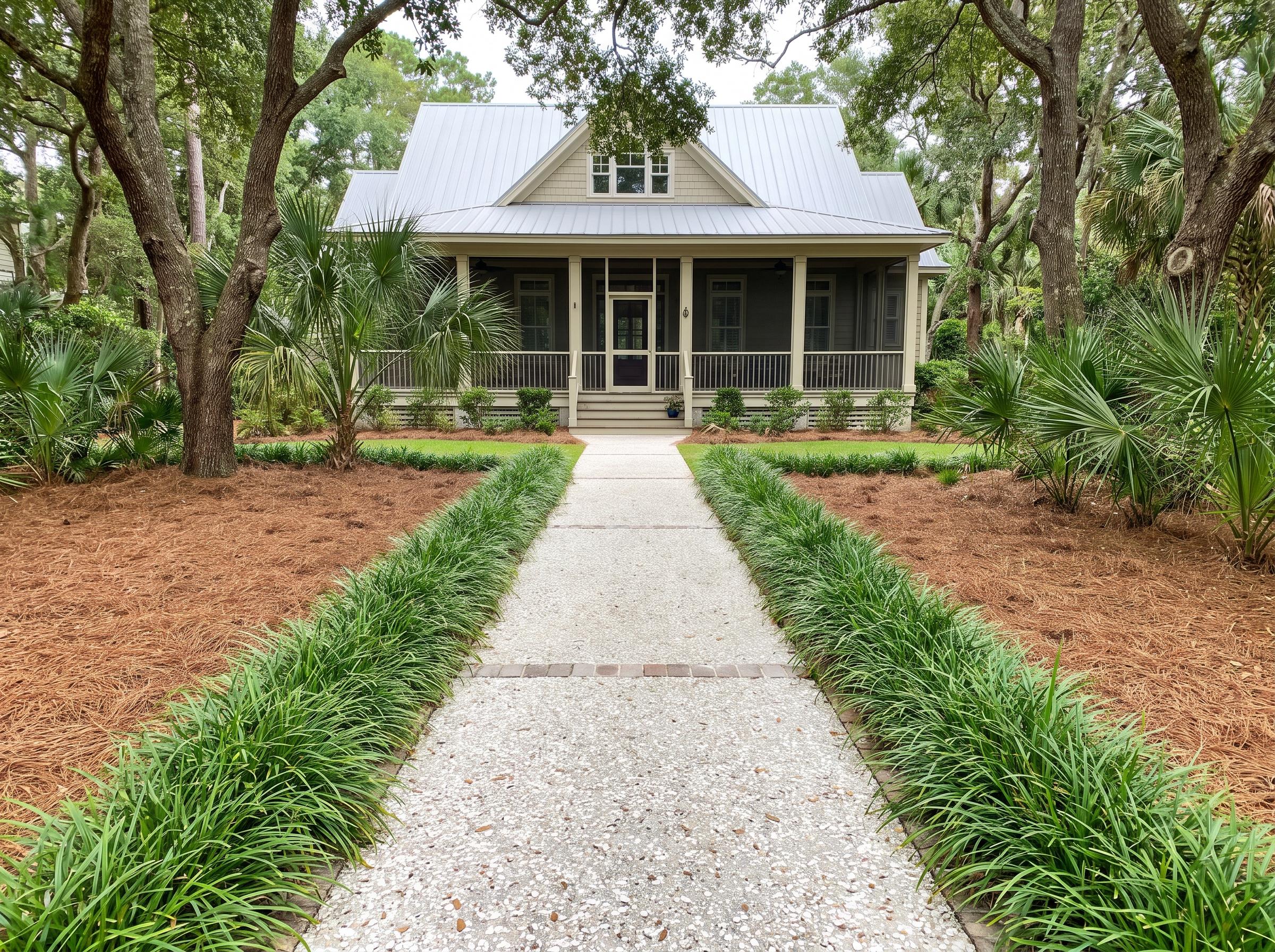 Walkway with Liriope Border